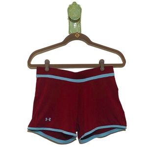 Under Armour Gym Shorts Maroon Red Baby Blue Pocket Athletic Workout Medium